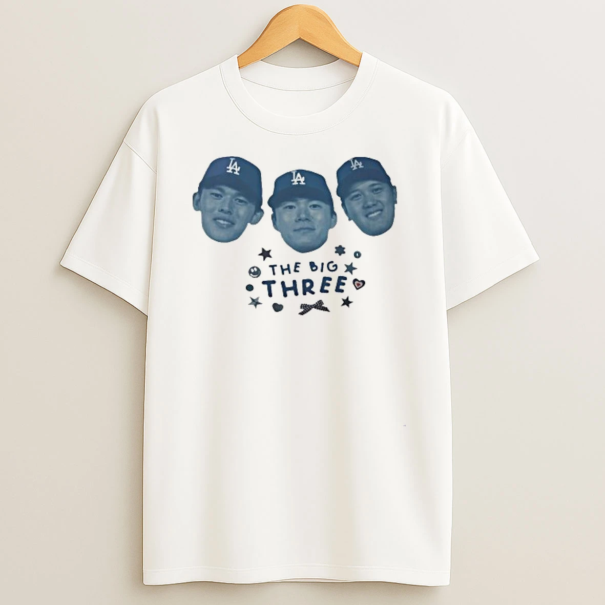 Roki Sasaki Yoshinobu Yamamoto And Shohei Ohtani The Big Three Faces Heads Los Angeles Dodgers World Series Championship 2025 Shirts