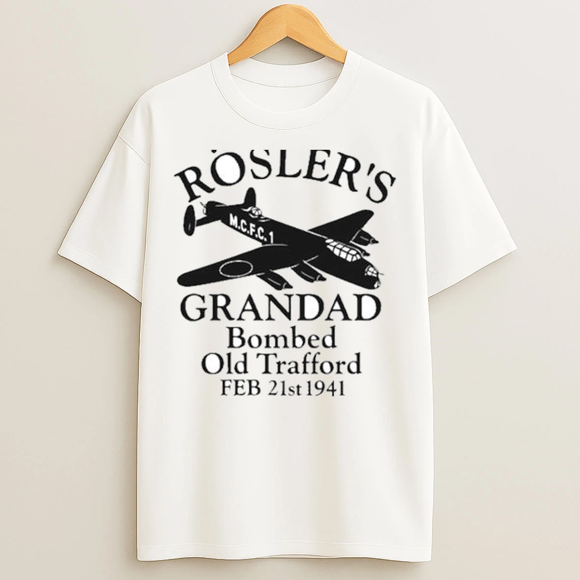 Roslers Grandad Bombed Old Trafford 1941 Manchester Football Circle White T Shirts