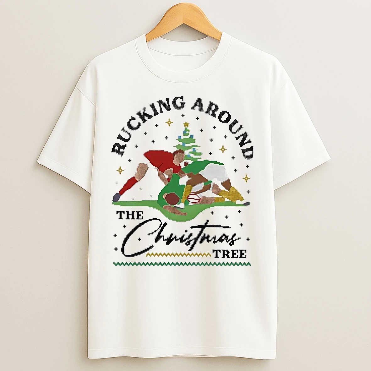 Rucking Around The Christmas Tree Rugby Ugly Christmas T Shirts