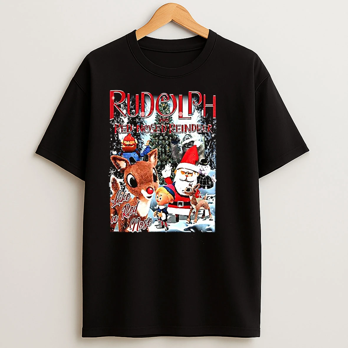 Rudolph The Red Nosed Reindeer Like A Red Nose Cartoon Christmas Retro T Shirts