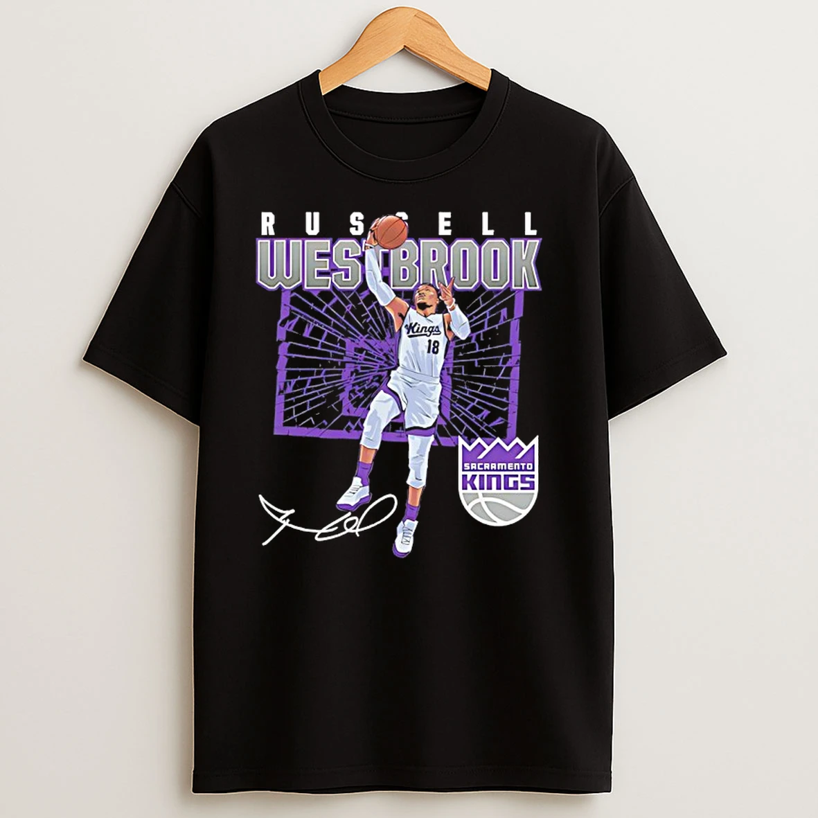 Russell Westbrook Sacramento Kings Shattered Signature T Shirts