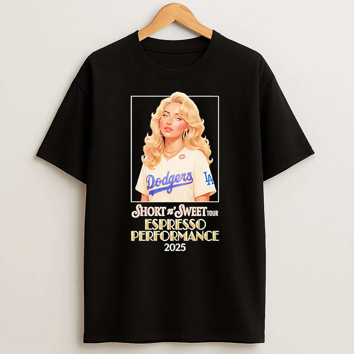 Sabrina Carpenter X Los Angeles Dodgers Short N Sweet Tour 2025 Espresso Performance Shirts