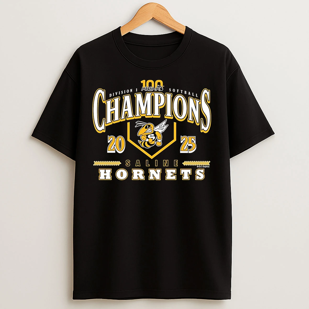 Saline Hornets 2025 Softball D1 Champions T Shirts