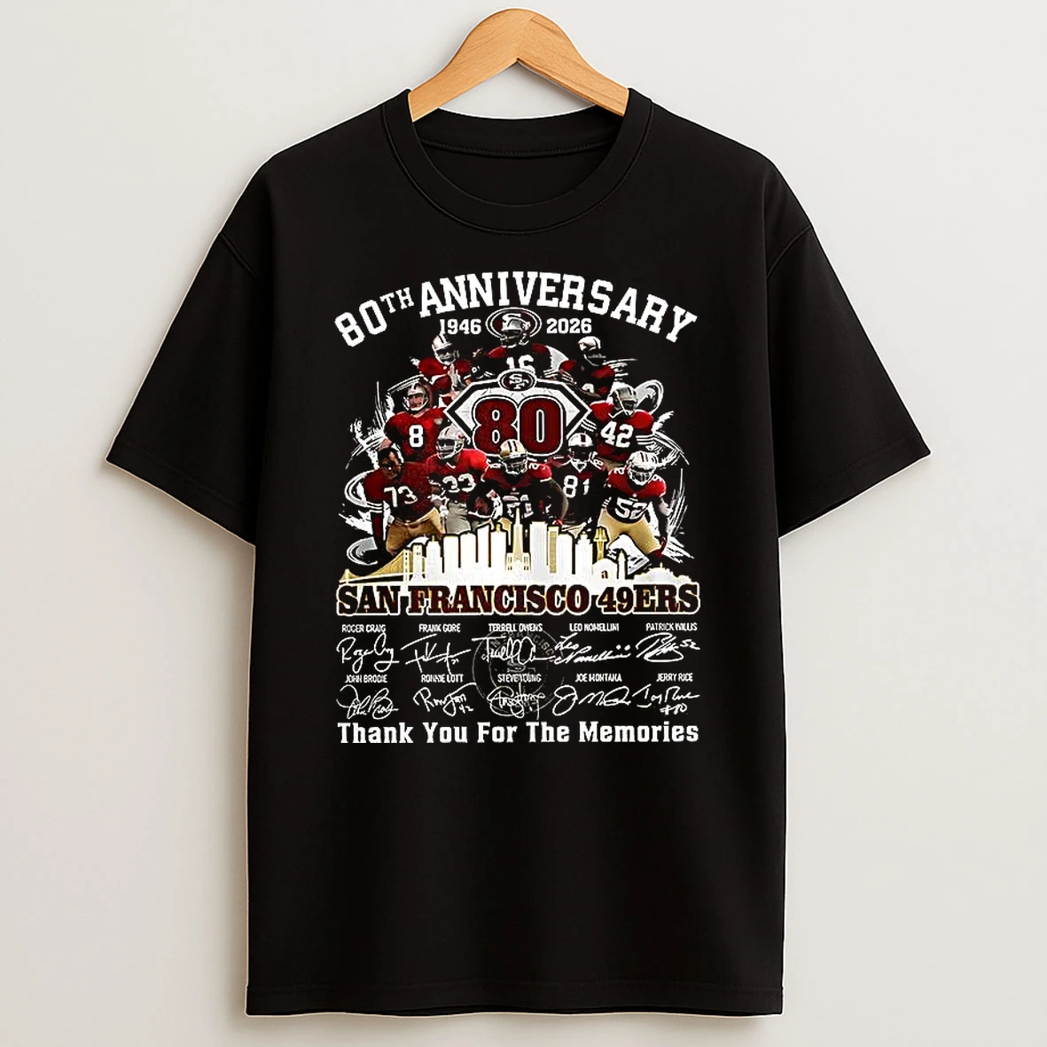 San Francisco 49ers 80th Anniversary Thank You For The Memories Player Signature Shirts