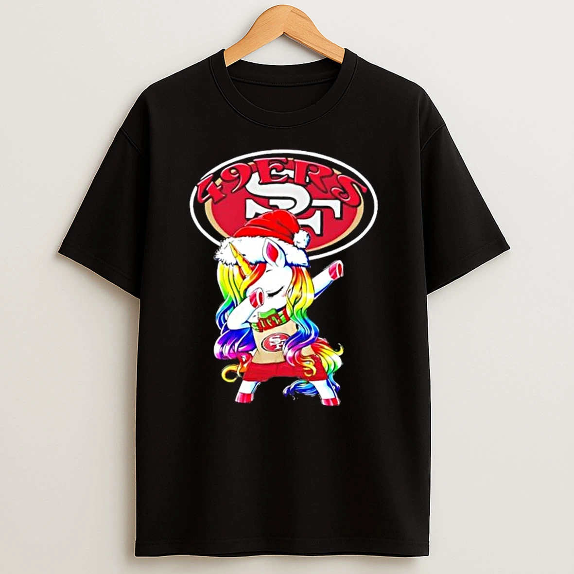 San Francisco 49ers X Unicorn Santa Hat Dabbing Merry Christmas Shirts