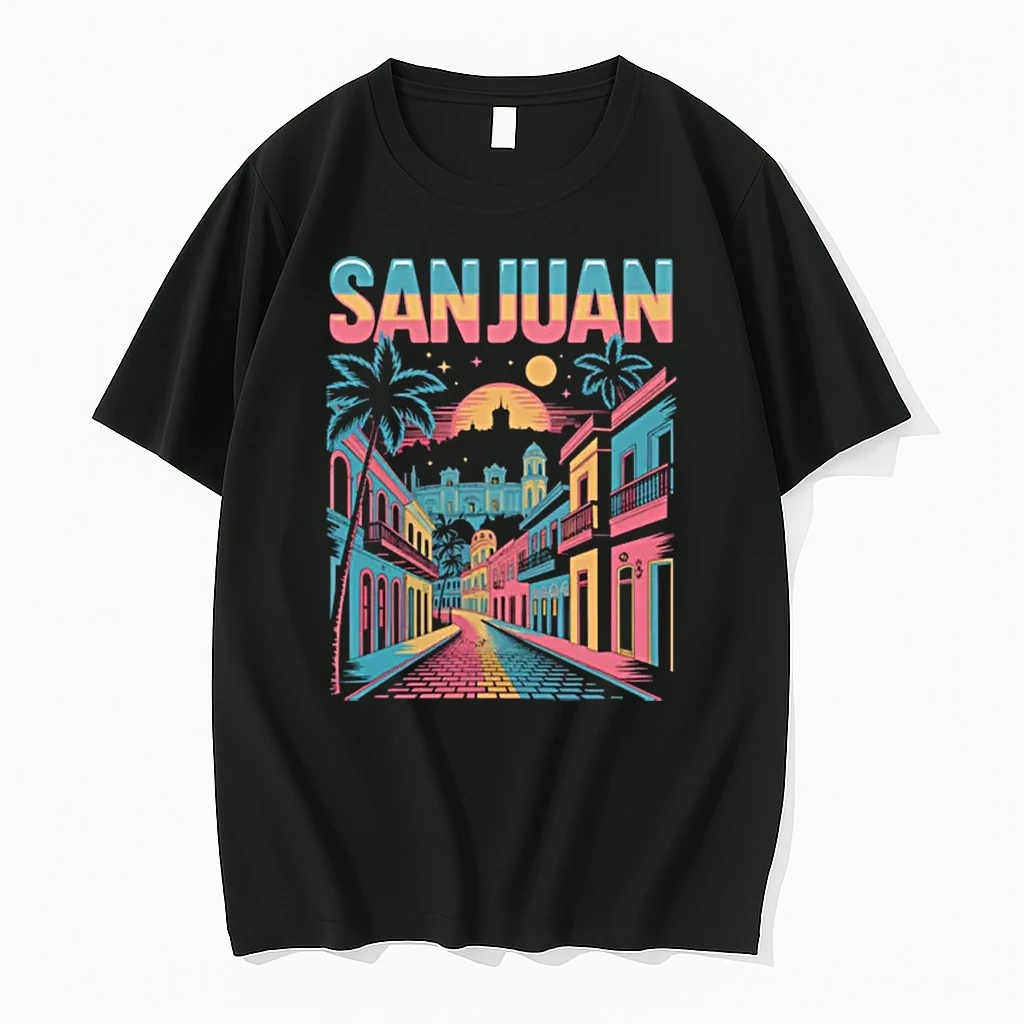 San Juan Puerto Rico Old Town Retro Sunset City Skyline Shirts
