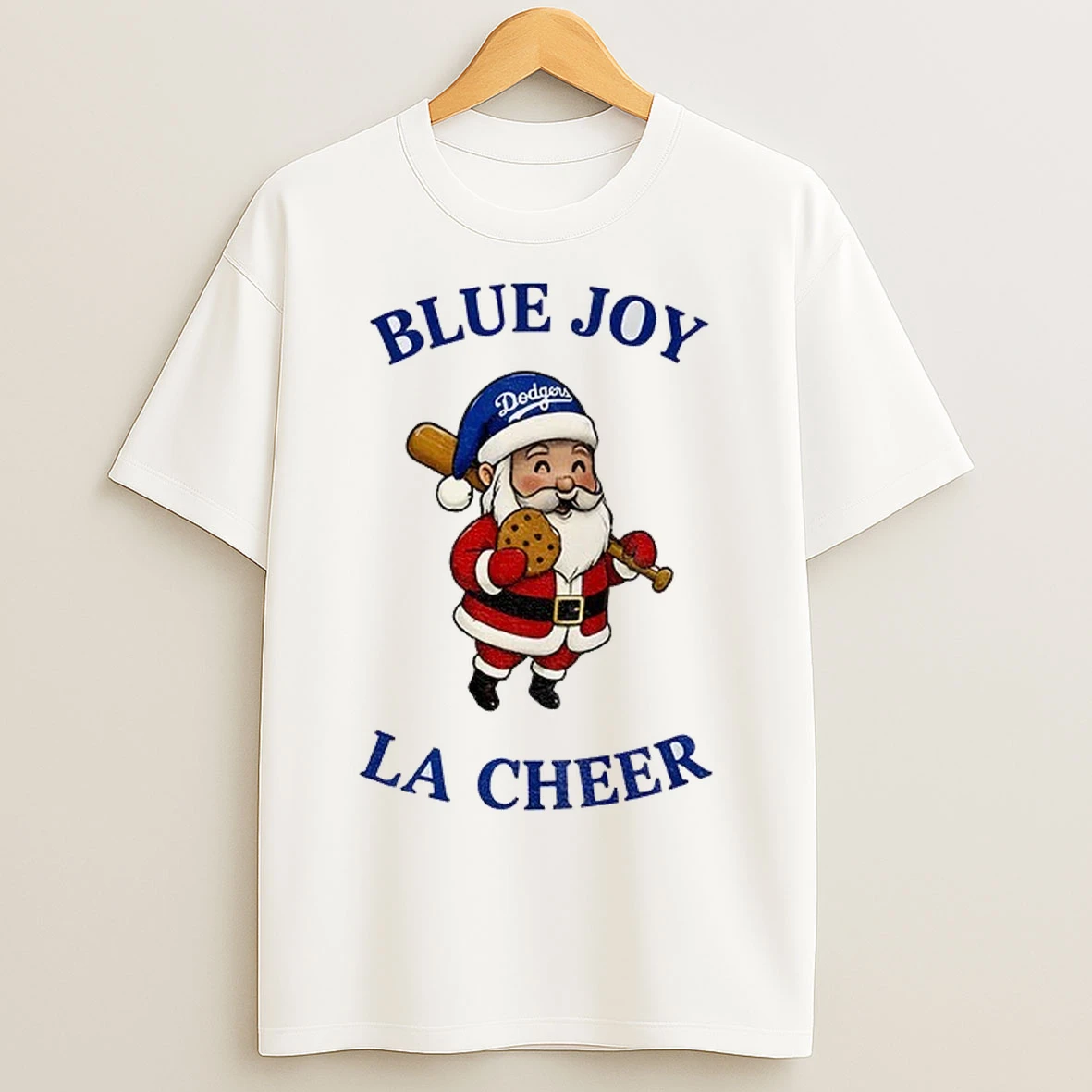 Santa Claus Los Angeles Dodgers Blue Joy La Cheer Baseball Mlb Christmas T Shirts