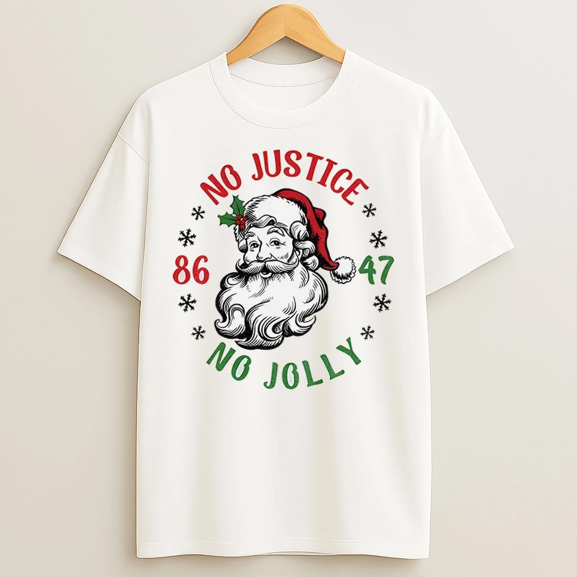 Santa Claus No Justice No Jolly Anti Trump 86 47 Merry Christmas T Shirts