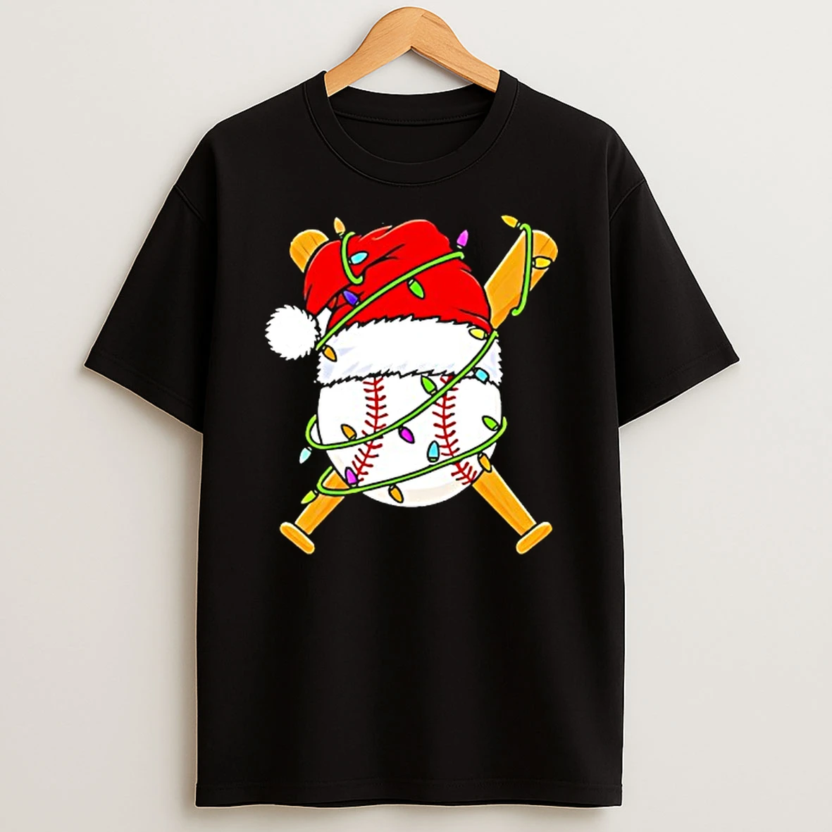 Santa Claus Baseball Light Christmas Shirts