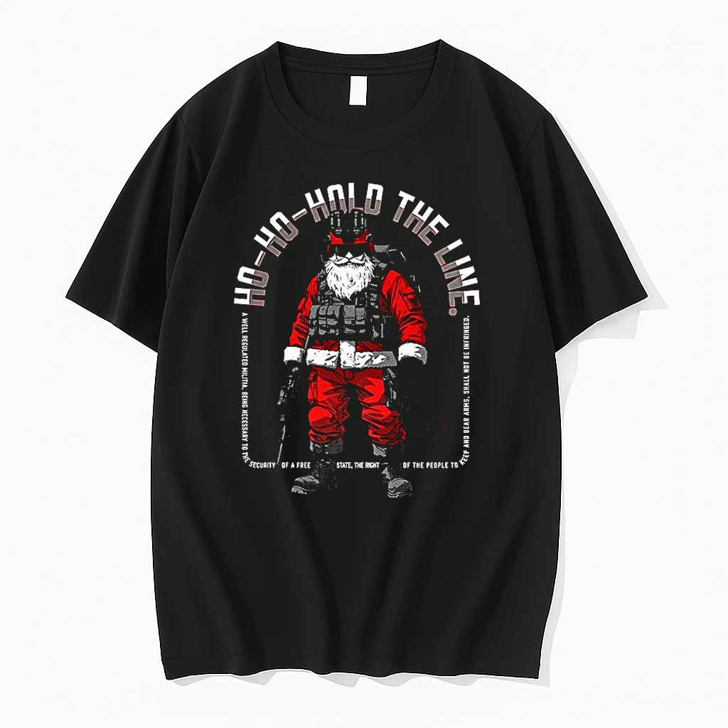 Santa Claus Ho Ho Hold The Line Christmas Shirts