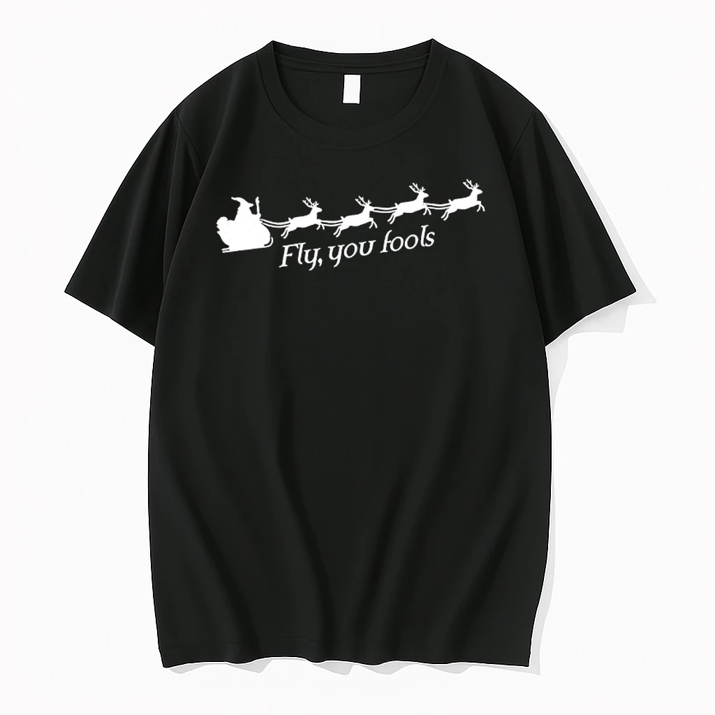 Santa Claus Riding Reindeer Fly You Fools Christmas Shirts