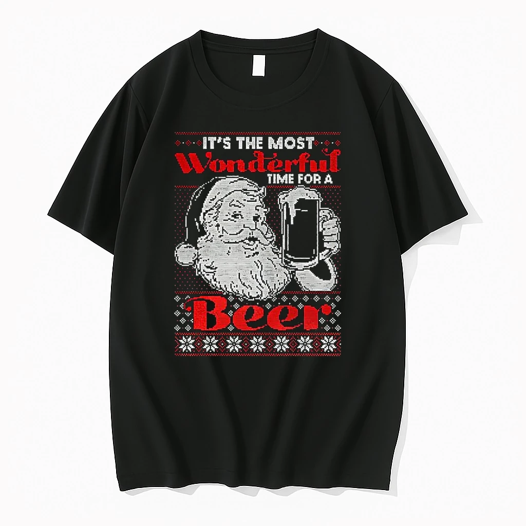 Santa Claus Wonderful Time For A Beer Christmas Shirts