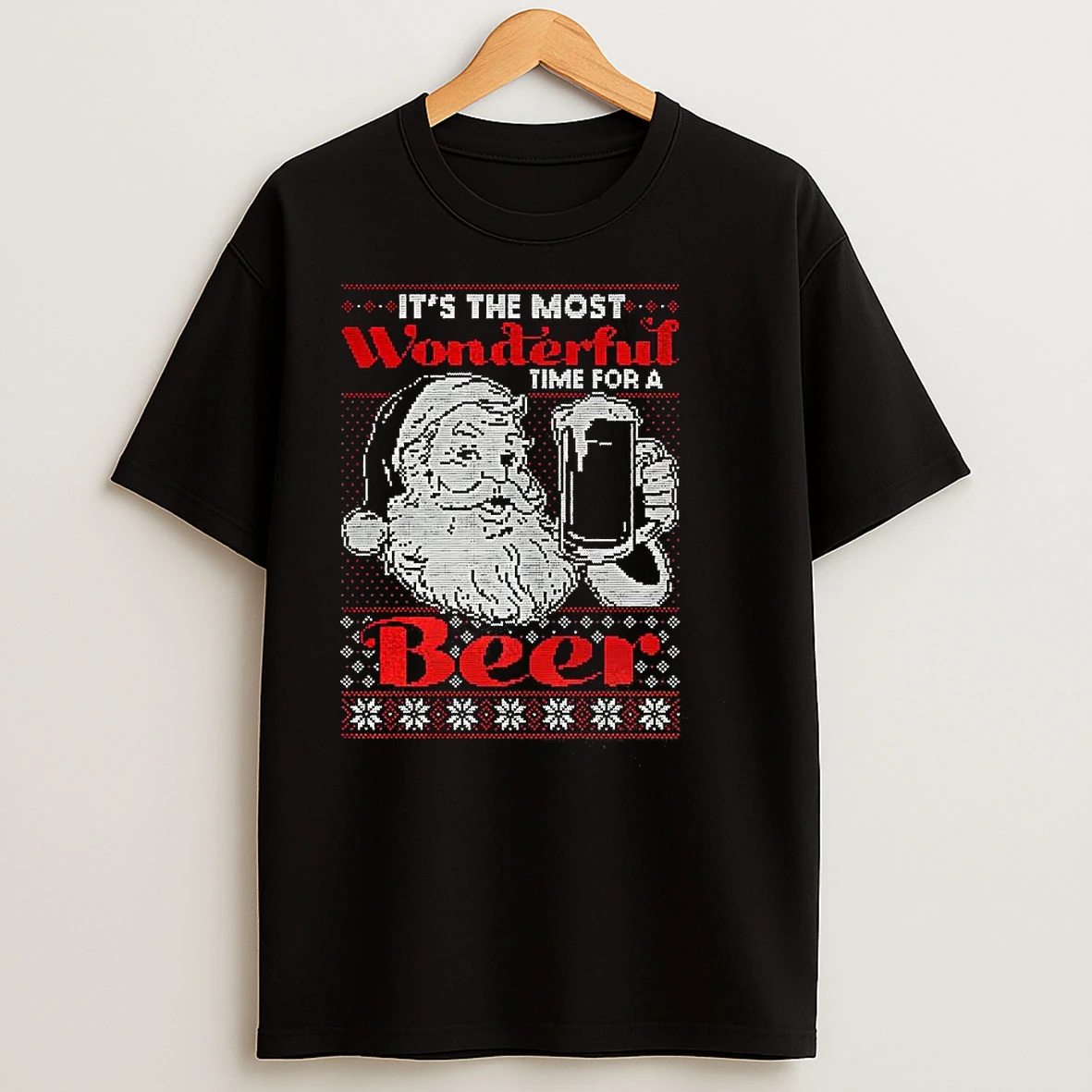 Santa Claus Wonderful Time For A Beer Christmas T Shirts