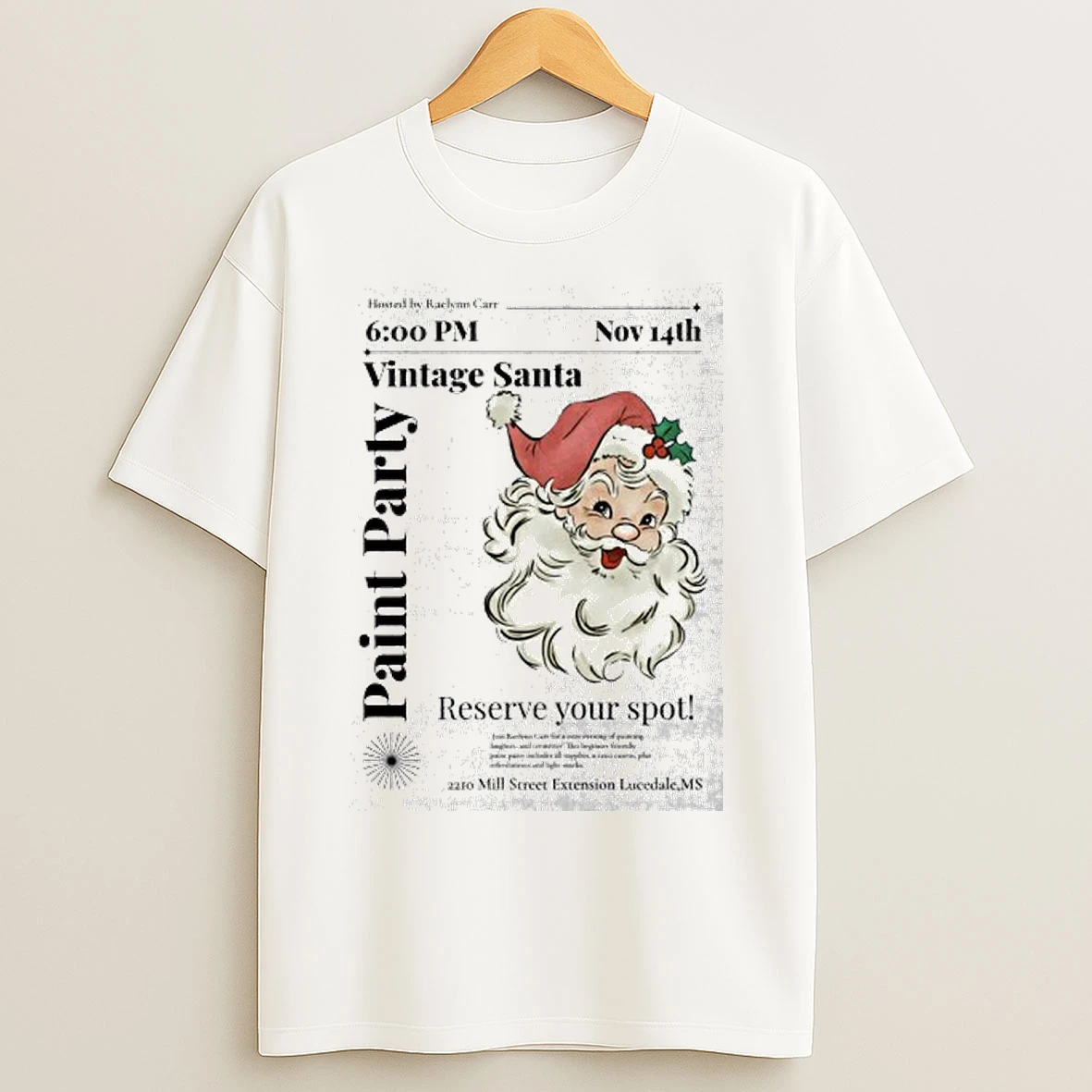 Santa Clause Paint Party Vintage Reserve Your Spot T Shirts