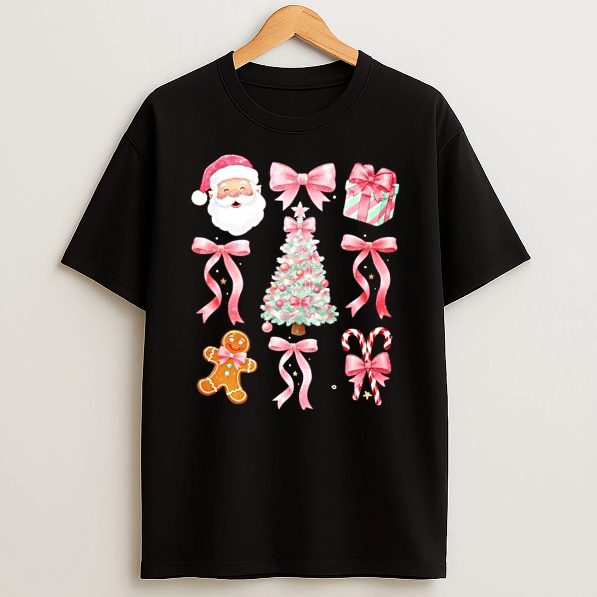 Santa Cute Pink Coquette Christmas Shirts
