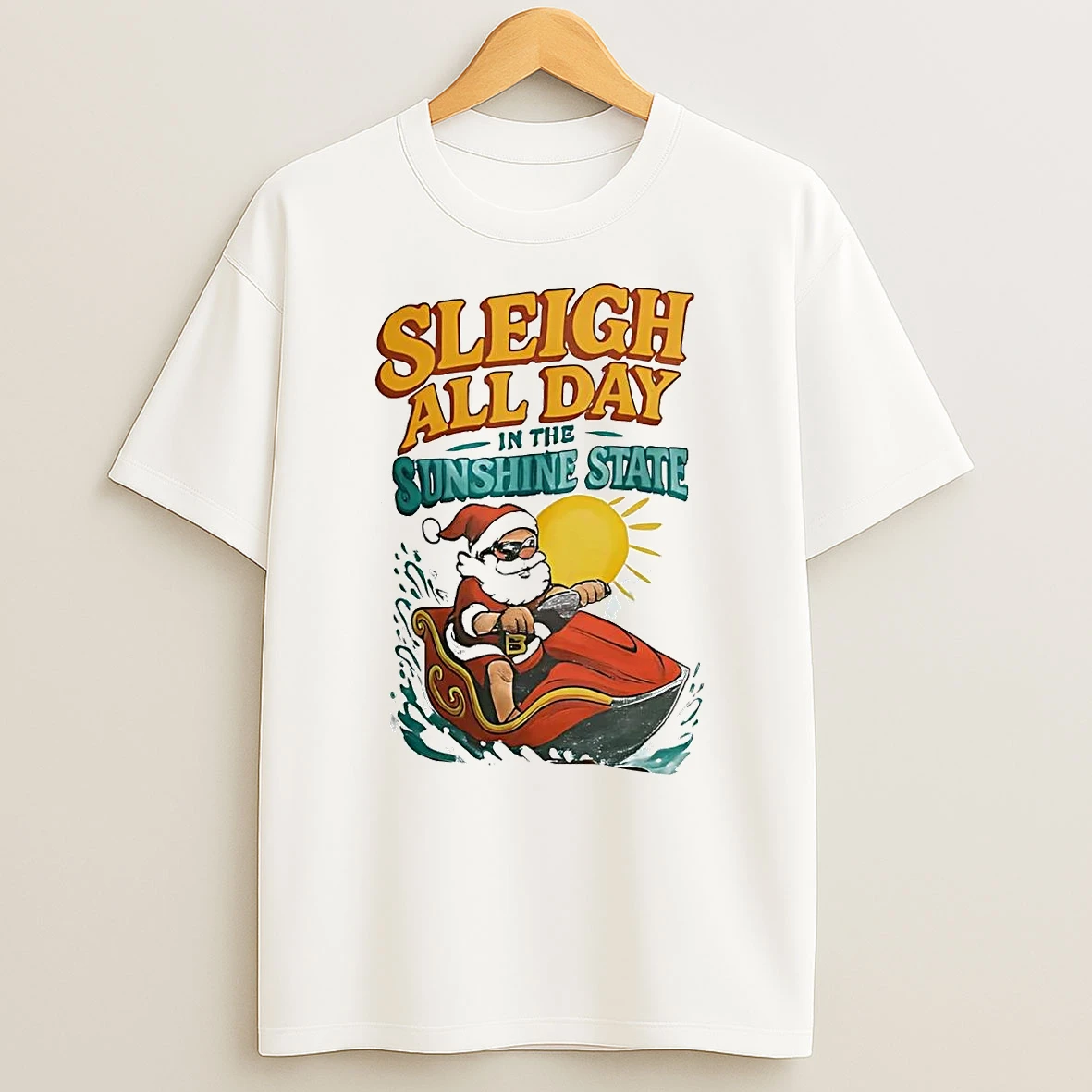 Santa Florida Sleigh All Day In The Sunshine State Christmas Shirts