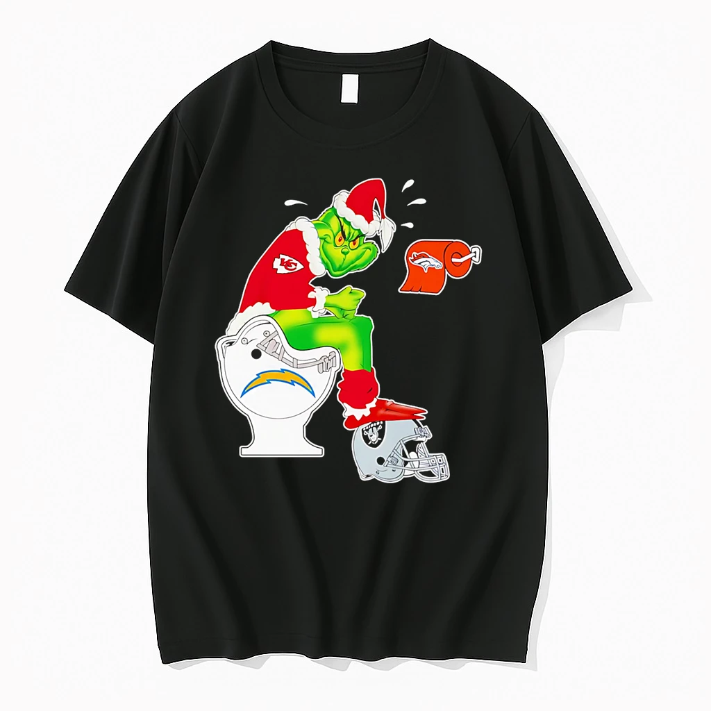 Santa Grinch Kc Chiefs Toilet On Los Angeles Chargers Denver Broncos Las Vegas Raiders Shirts