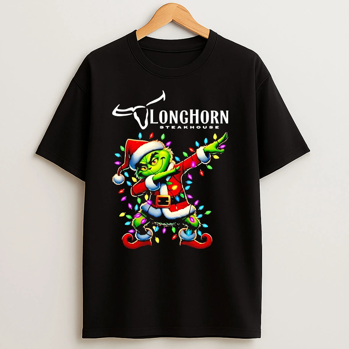 Santa Grinch Dabbing Longhorn Steakhouse Christmas T Shirts