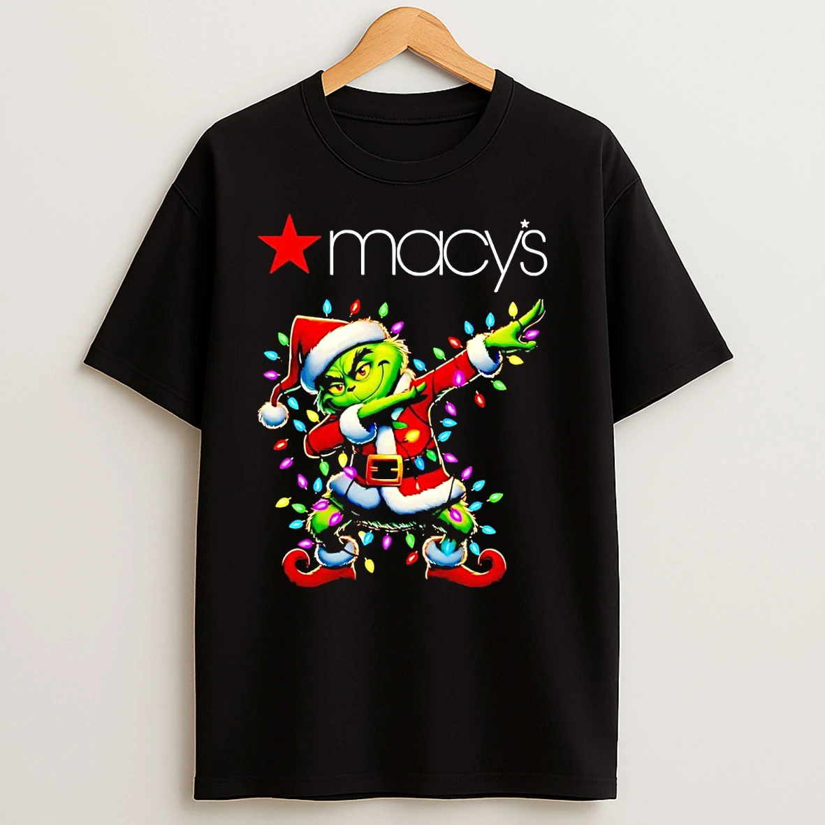 Santa Grinch Dabbing Macys Christmas Light T Shirts