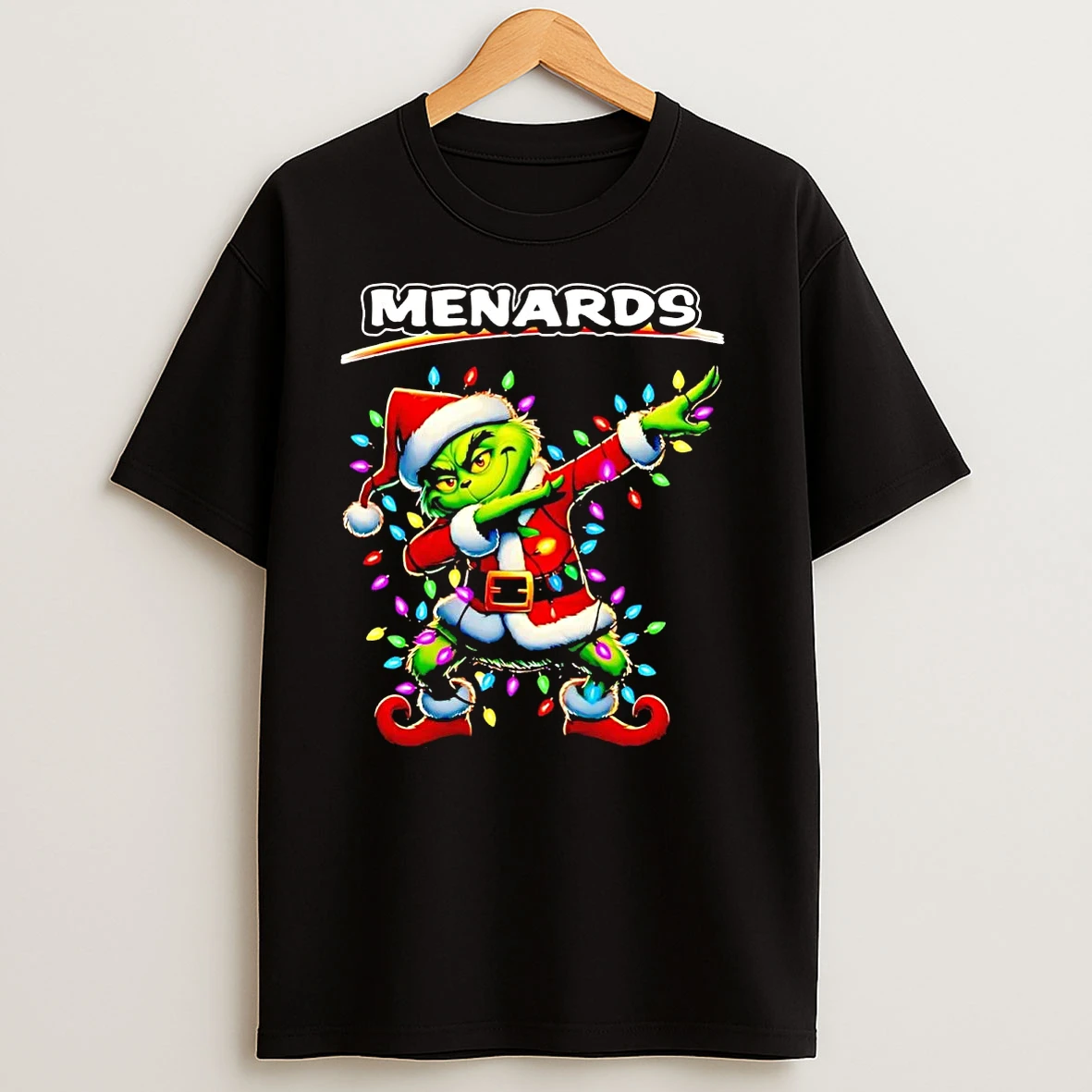 Santa Grinch Dabbing Menards Christmas Light T Shirts
