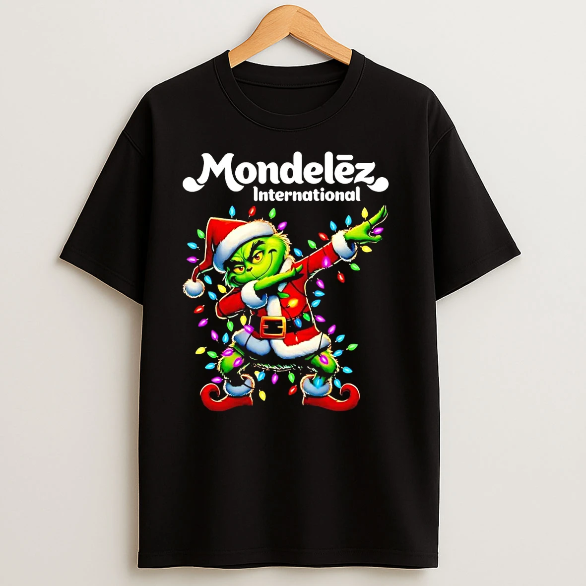 Santa Grinch Dabbing Mondelez International Christmas Light T Shirts