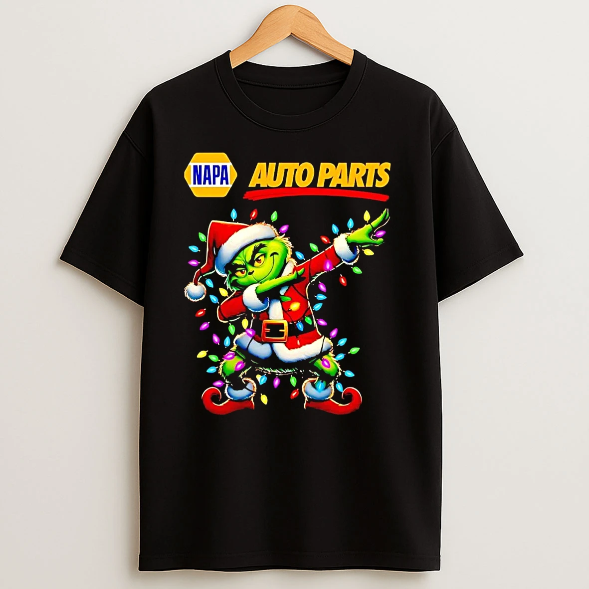 Santa Grinch Dabbing Napa Auto Parts Christmas Light T Shirts