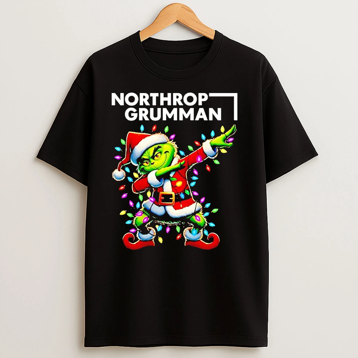 Santa Grinch Dabbing Northrop Grumman Christmas Light T Shirts
