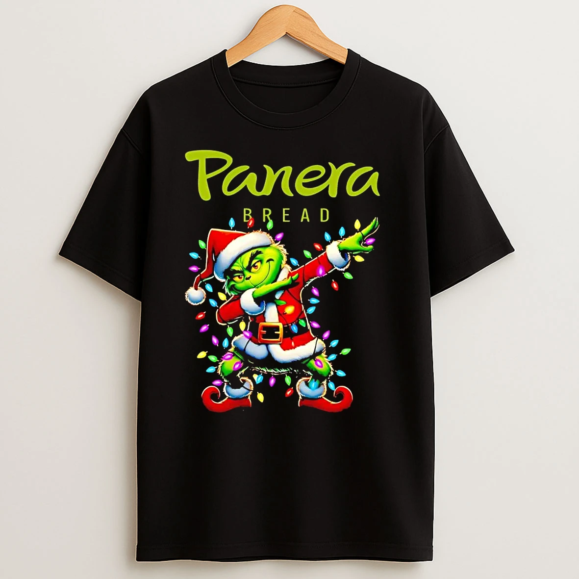 Santa Grinch Dabbing Panera Bread Christmas Light T Shirts