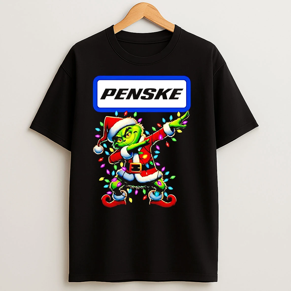 Santa Grinch Dabbing Penske Christmas Light T Shirts