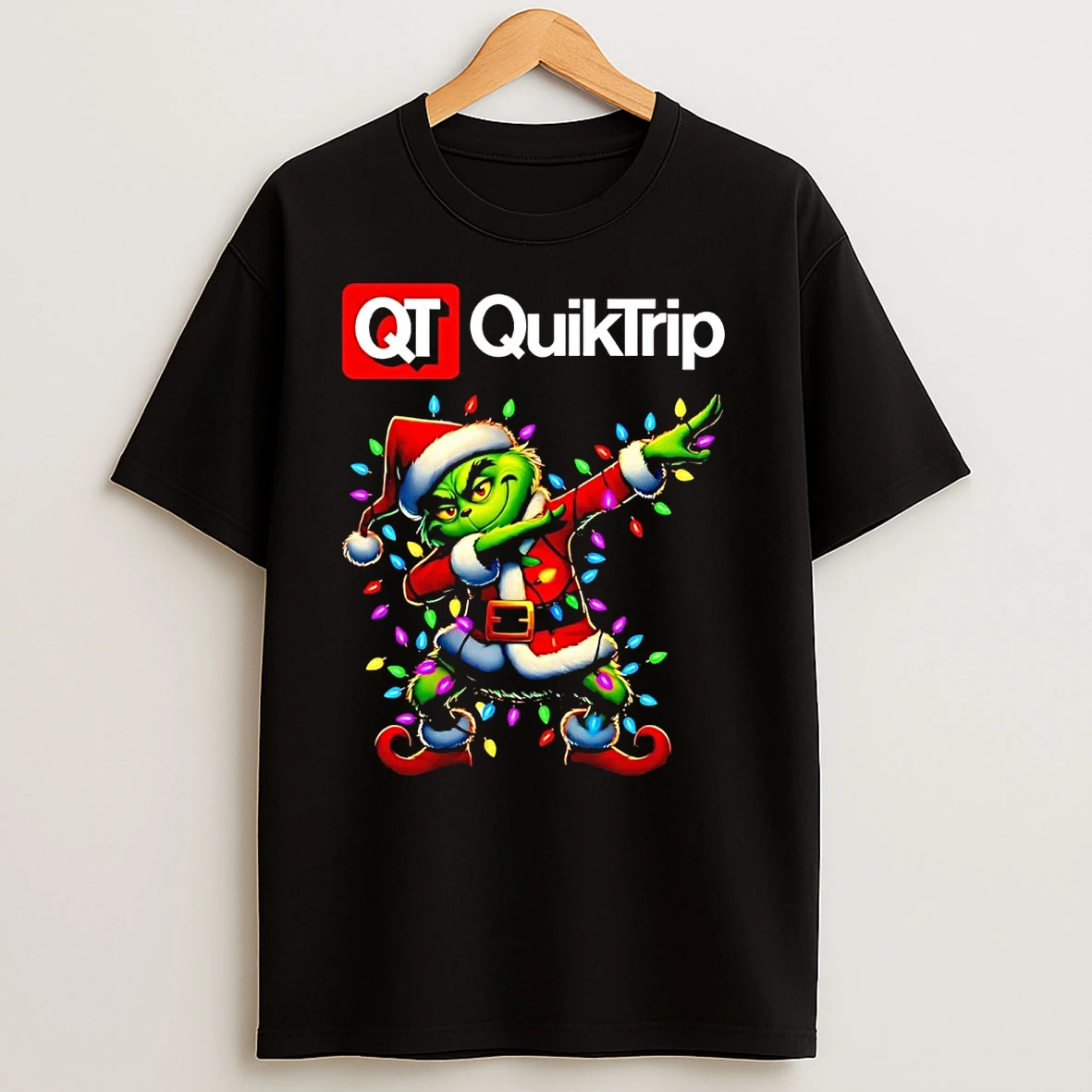 Santa Grinch Dabbing Quiktrip Christmas Light T Shirts