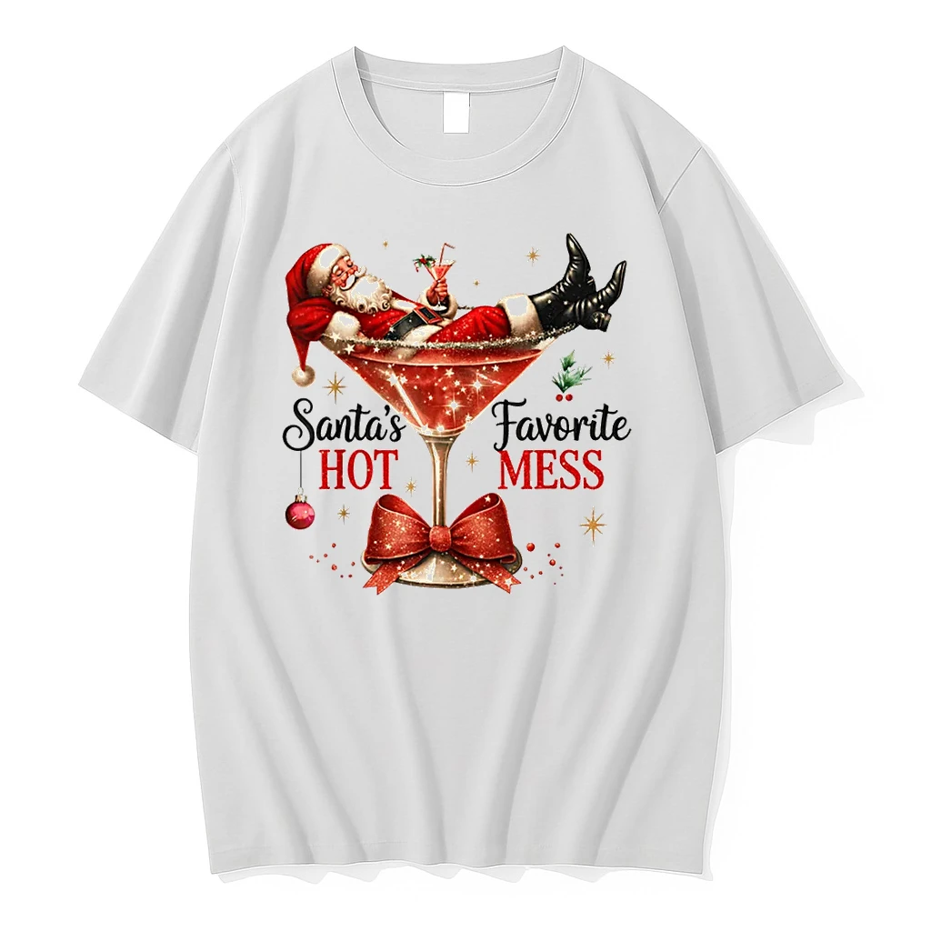Santa Hot Mess Christmas Cocktail Martini Shirts