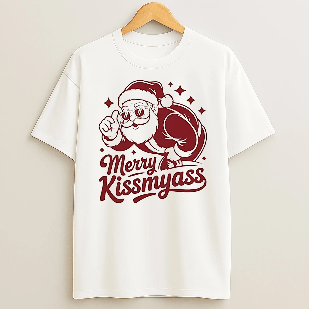 Santa Merry Kiss My Ass Christmas Shirts