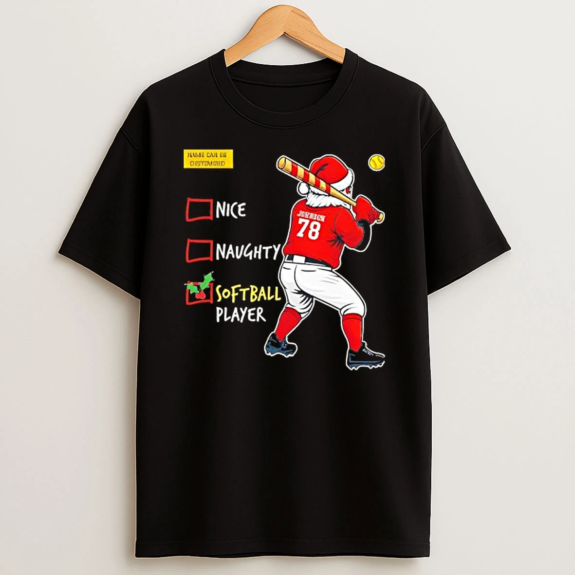 Santa Softball Christmas Naughty Softball Player Shirts