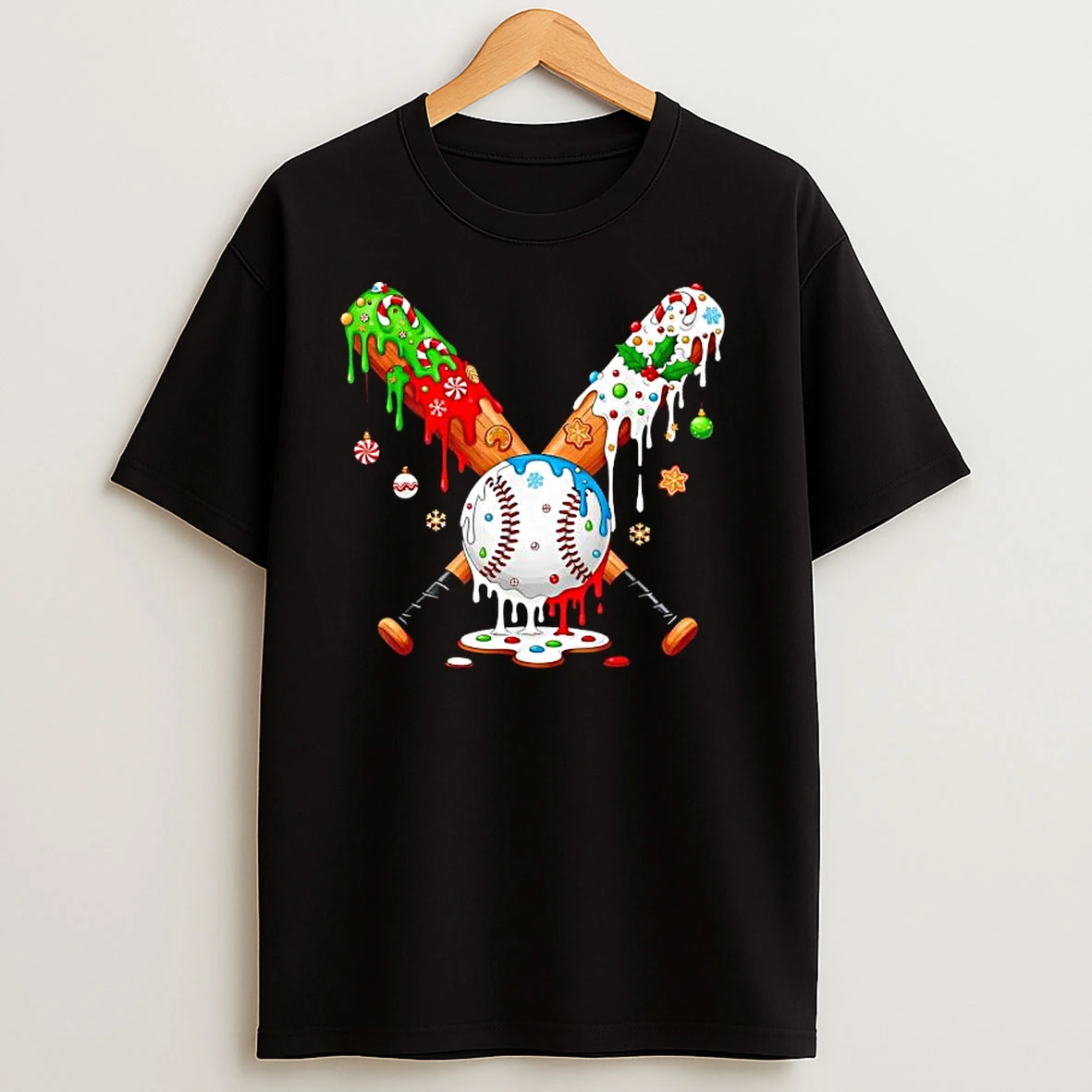 Santa Sports Christmas Baseball Player T Shirts