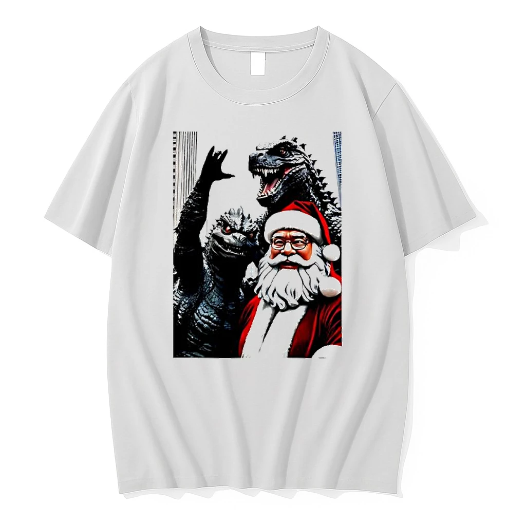 Santa And Godzilla Christmas Geeky Holiday Shirts