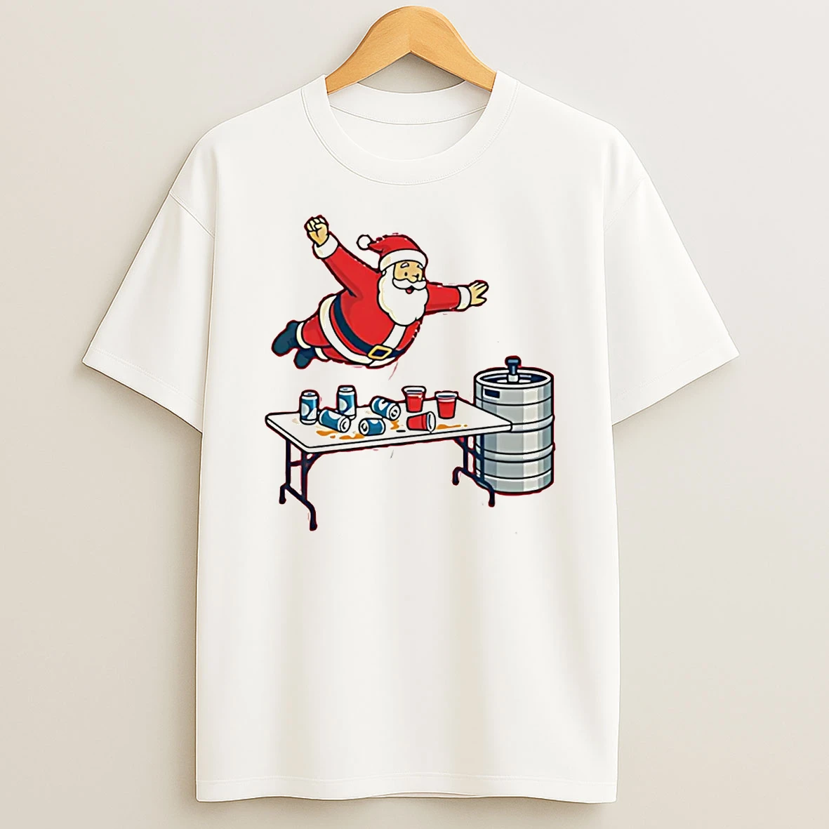 Santa Beer Pong Table Dive Christmas Shirts