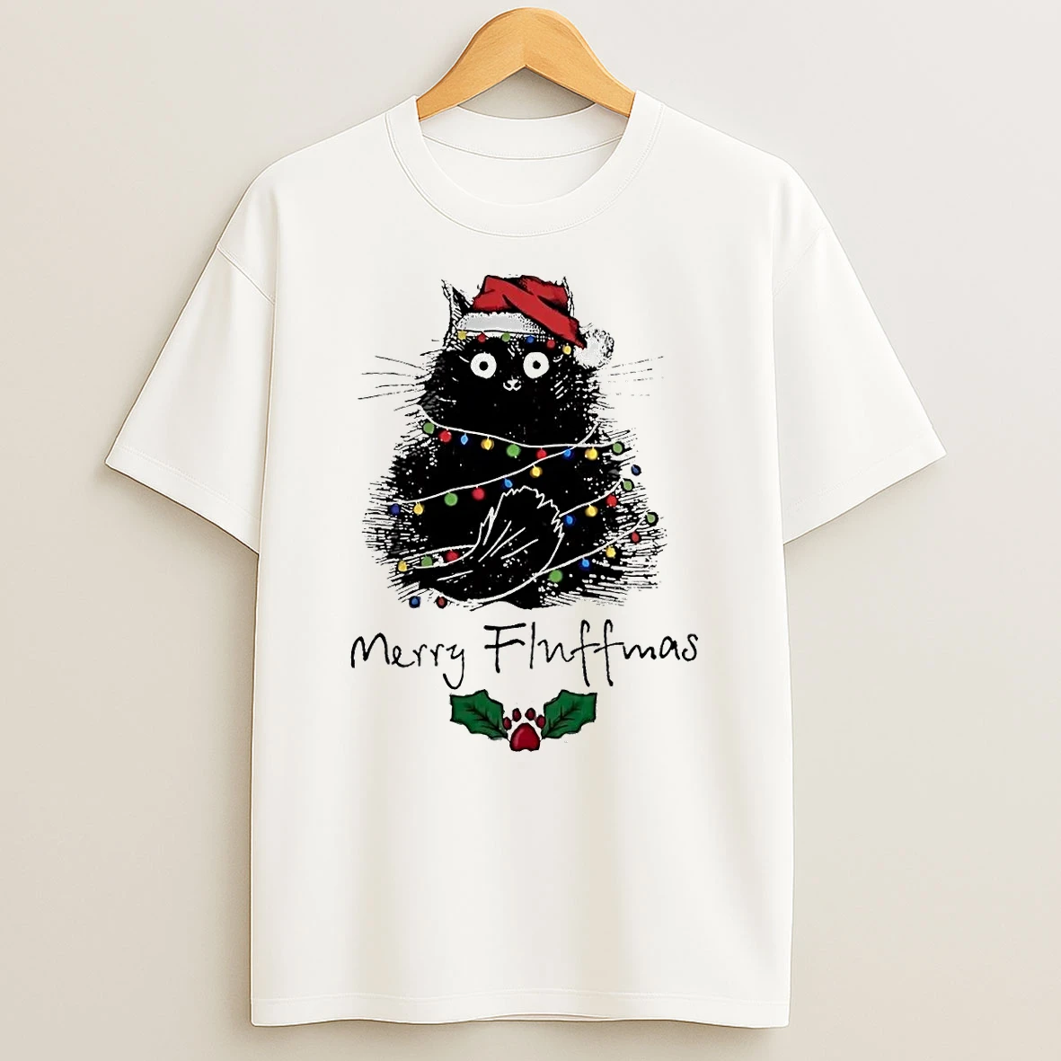 Santa Cat Merry Fluffmas Christmas Shirts