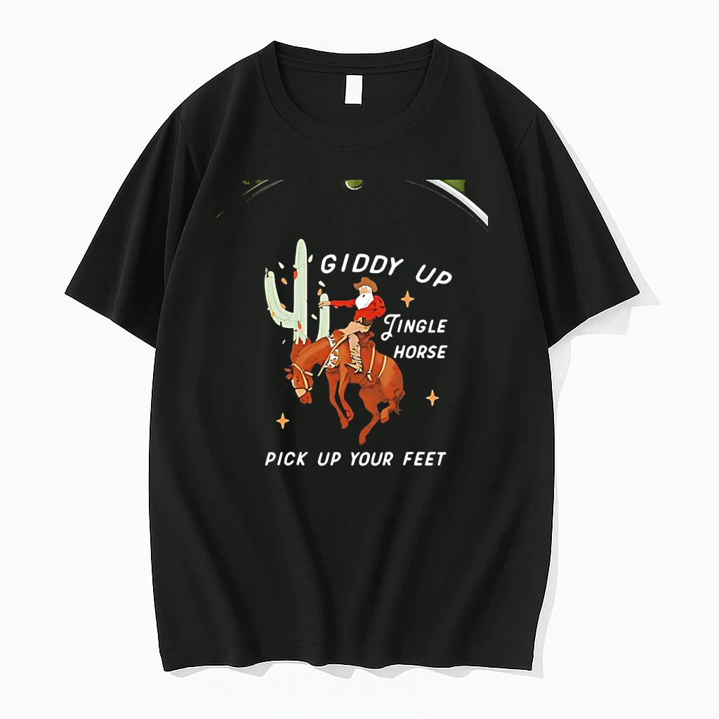 Santa Cowboy Giddy Up Jingle Horse Pickup Your Feet Christmas Chriast Shirts