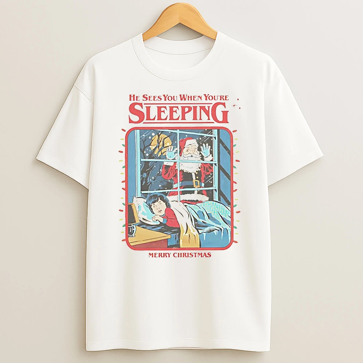 Santa He Sees You When Youre Sleeping Merry Christmas Shirts