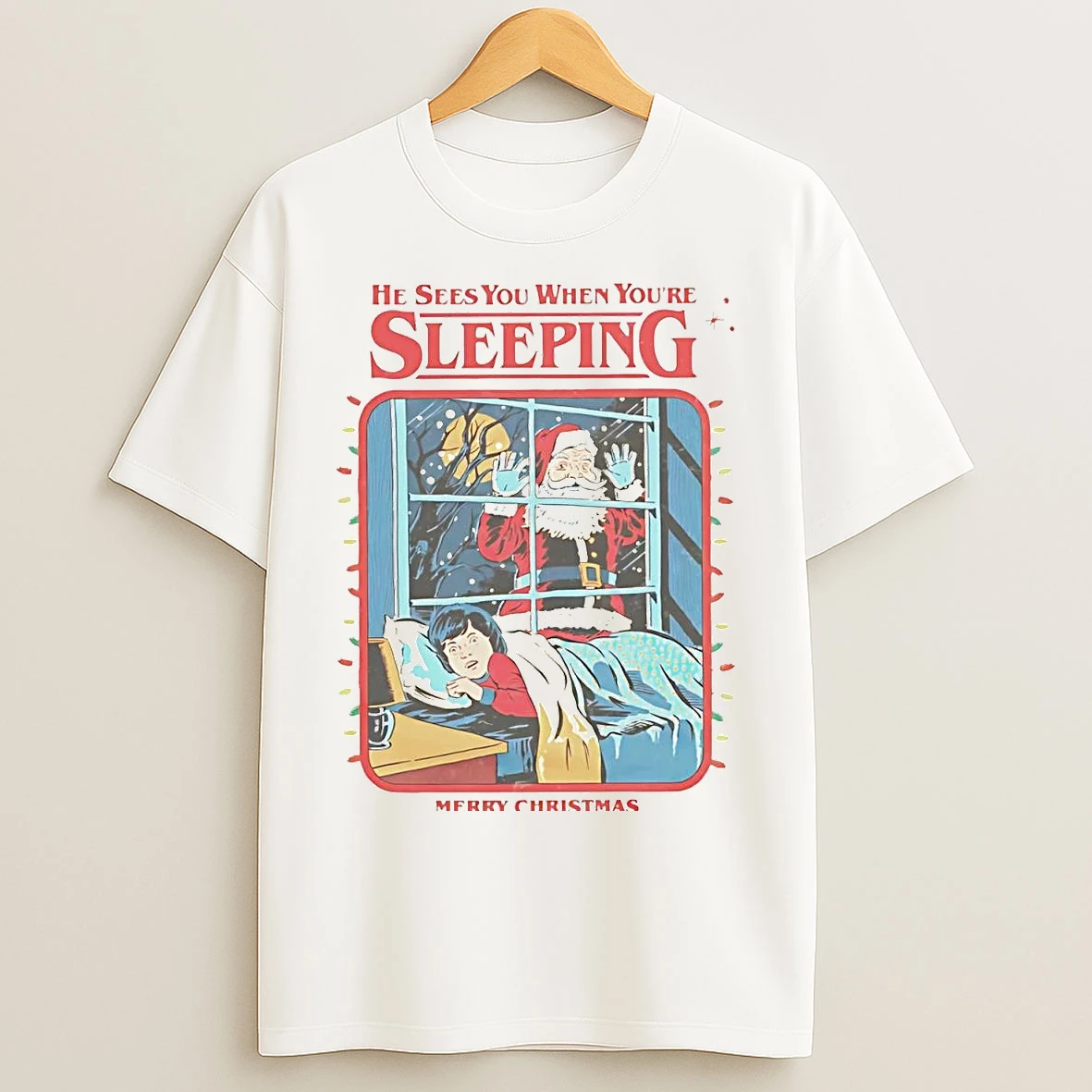 Santa He Sees You When Youre Sleeping Merry Christmas T Shirts
