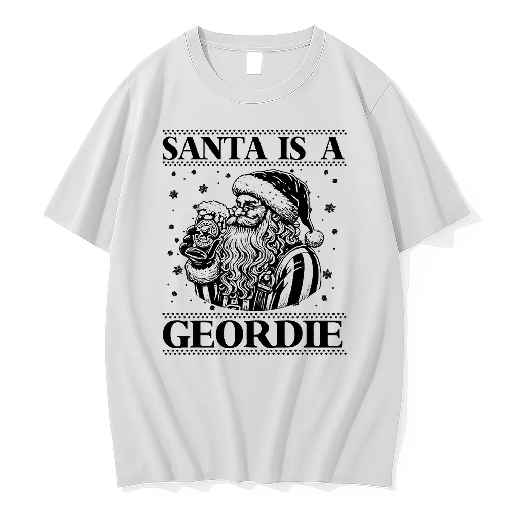 Santa Is A Geordie Beer Drinker Christmas Shirts