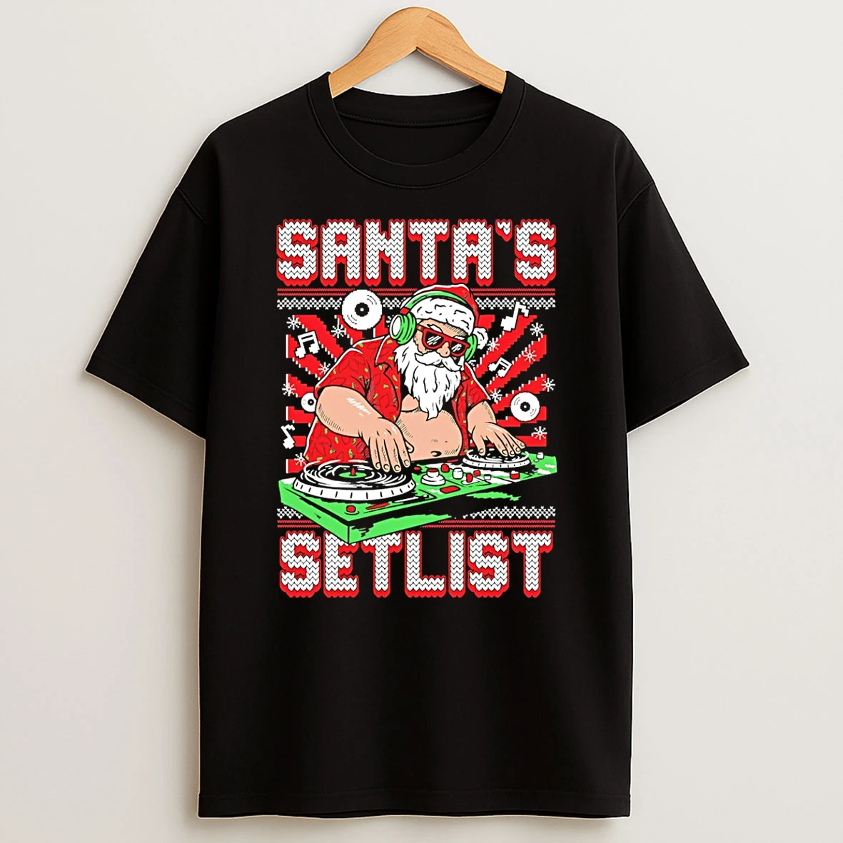 Santas Dj Setlist Ugly Christmas Shirts