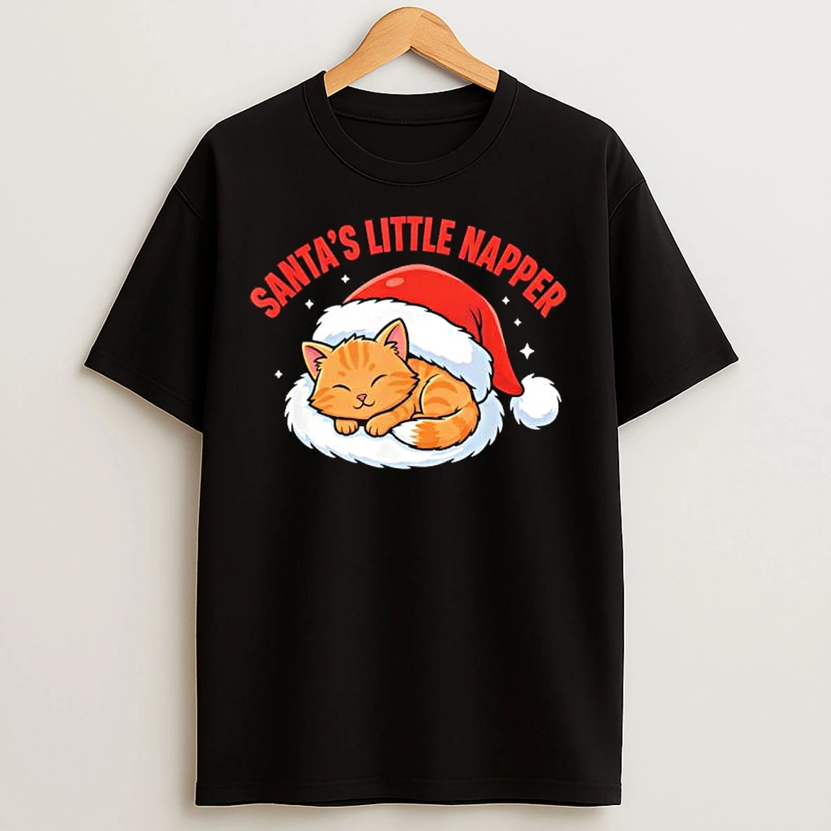 Santas Little Napper Cute Christmas Funny Cat T Shirts