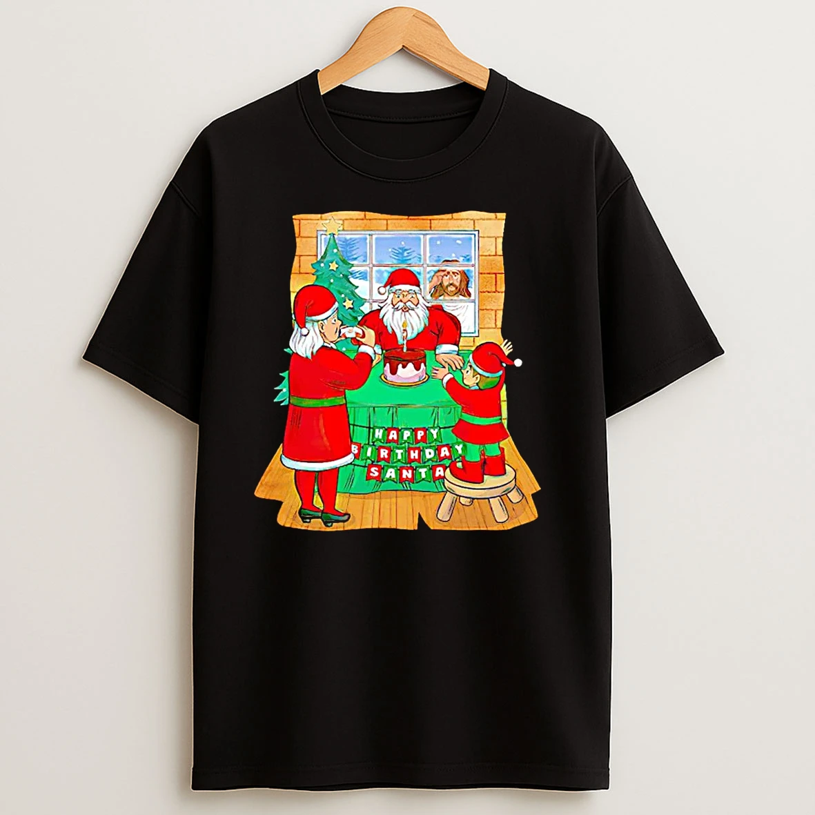 Santas Family Have Dinner Jesus Out Of House Christmas T Shirts