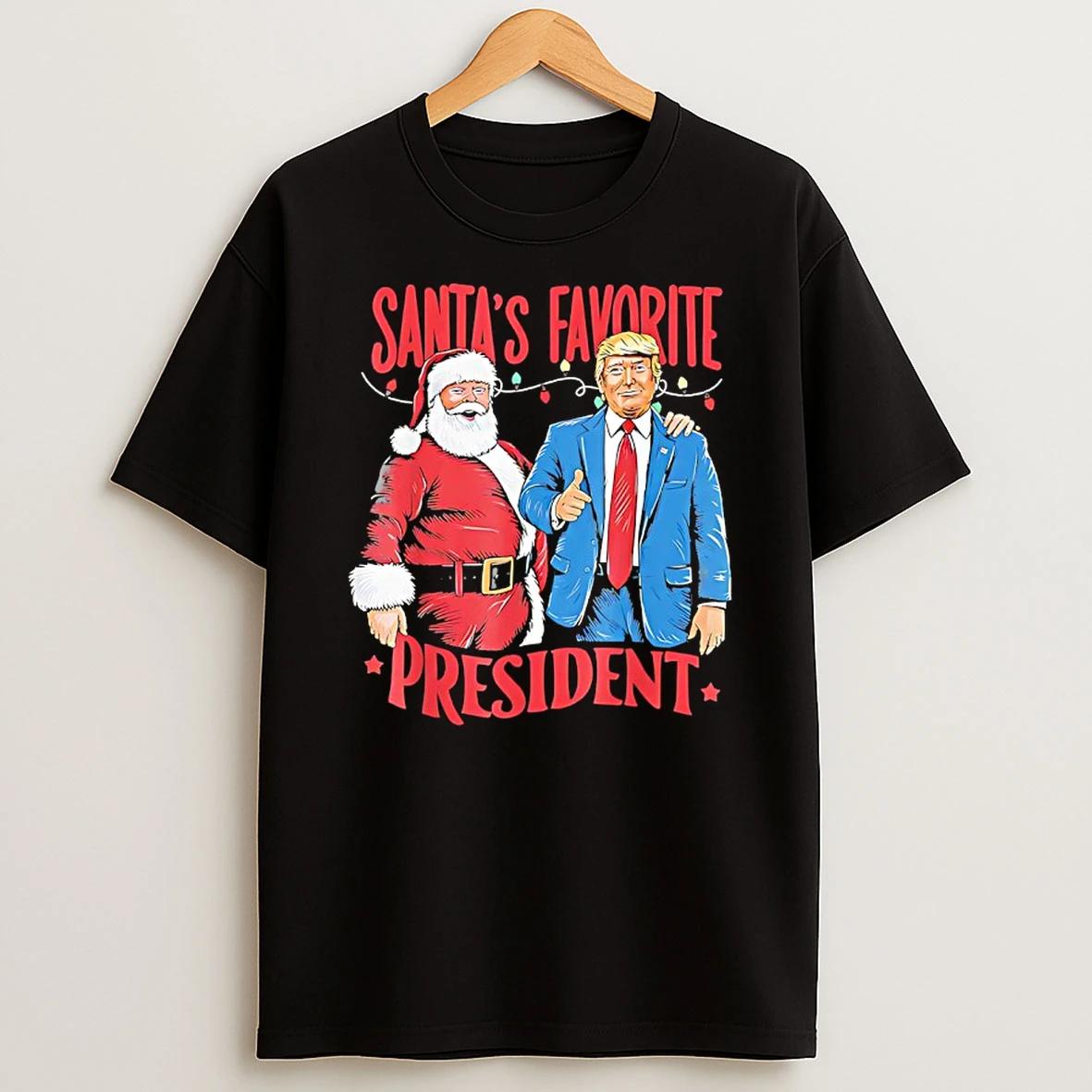 Santas Favorite President Santa Trump Dance Christmas Light Shirts