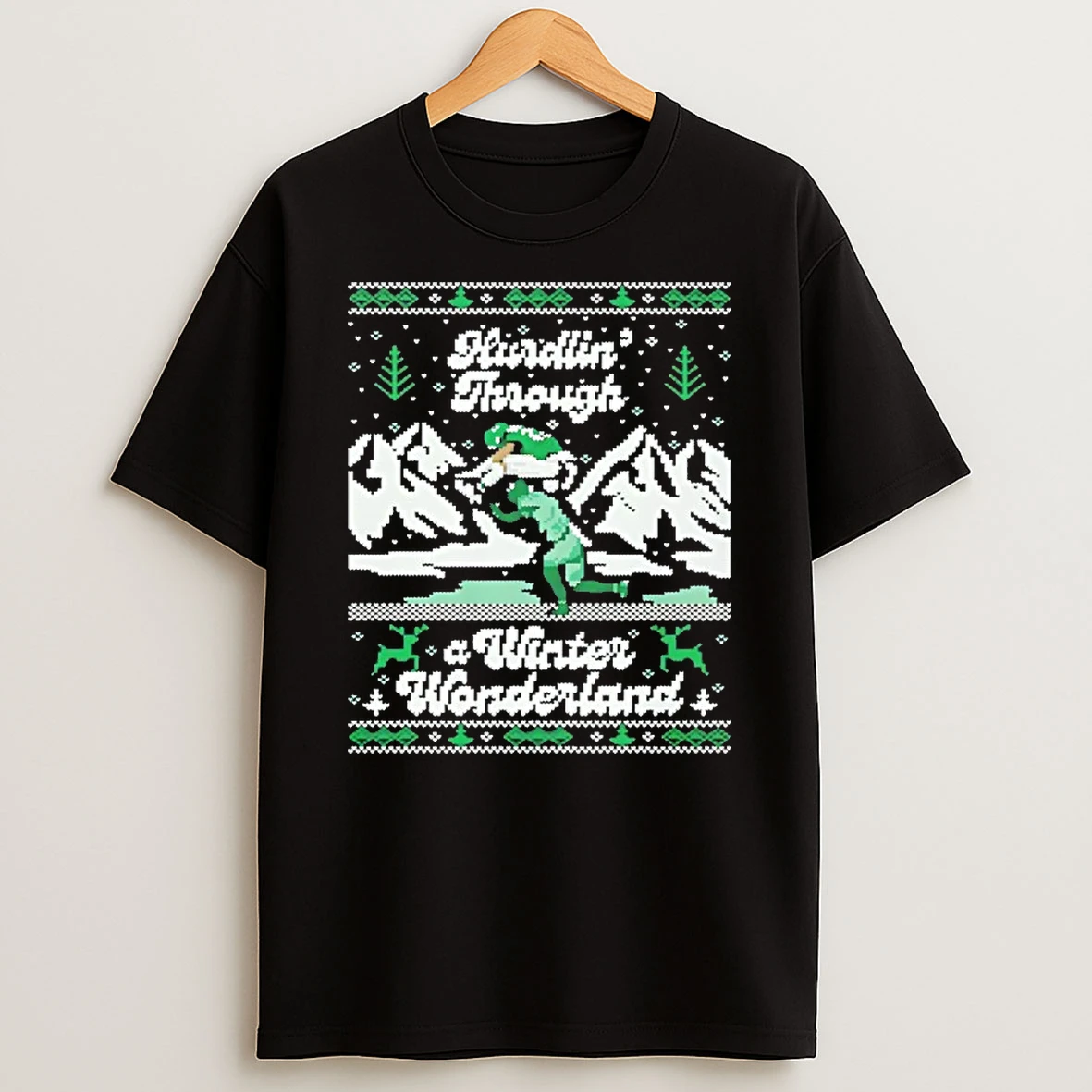 Saquon Barkley Philadelphia Eagle Hurdling Through A Winter Wonderland Ugly Shirts