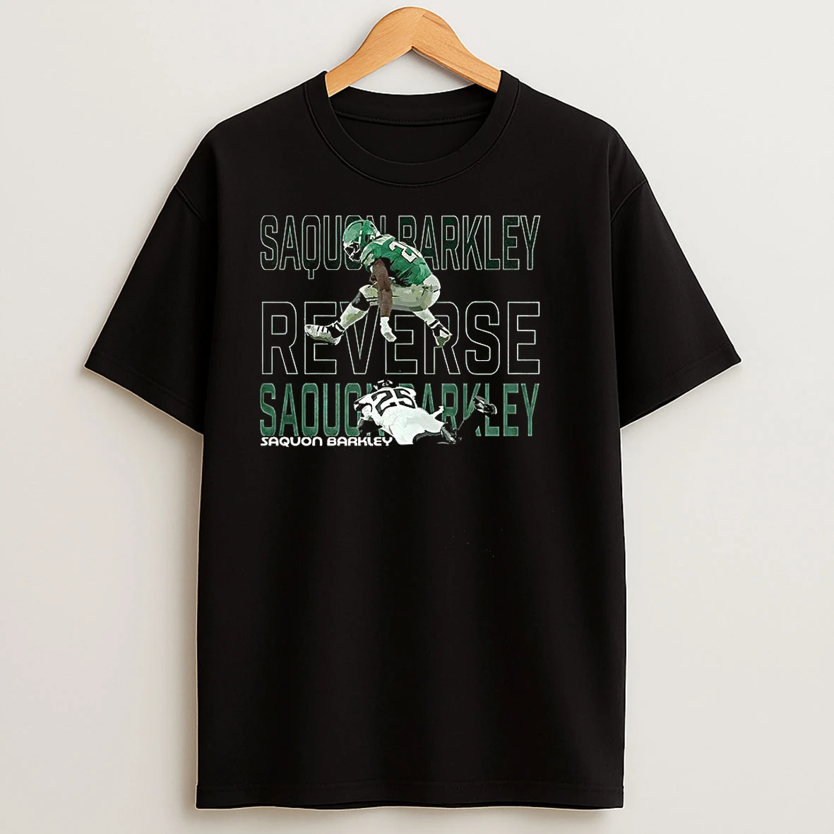 Saquon Barkley Philadelphia Eagles Football Hurdle Revese T Shirts