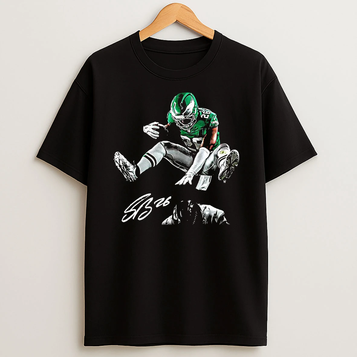 Saquon Barkley Philadelphia Eagles Football Player Fly The Reverse Hurdle Signature Shirts