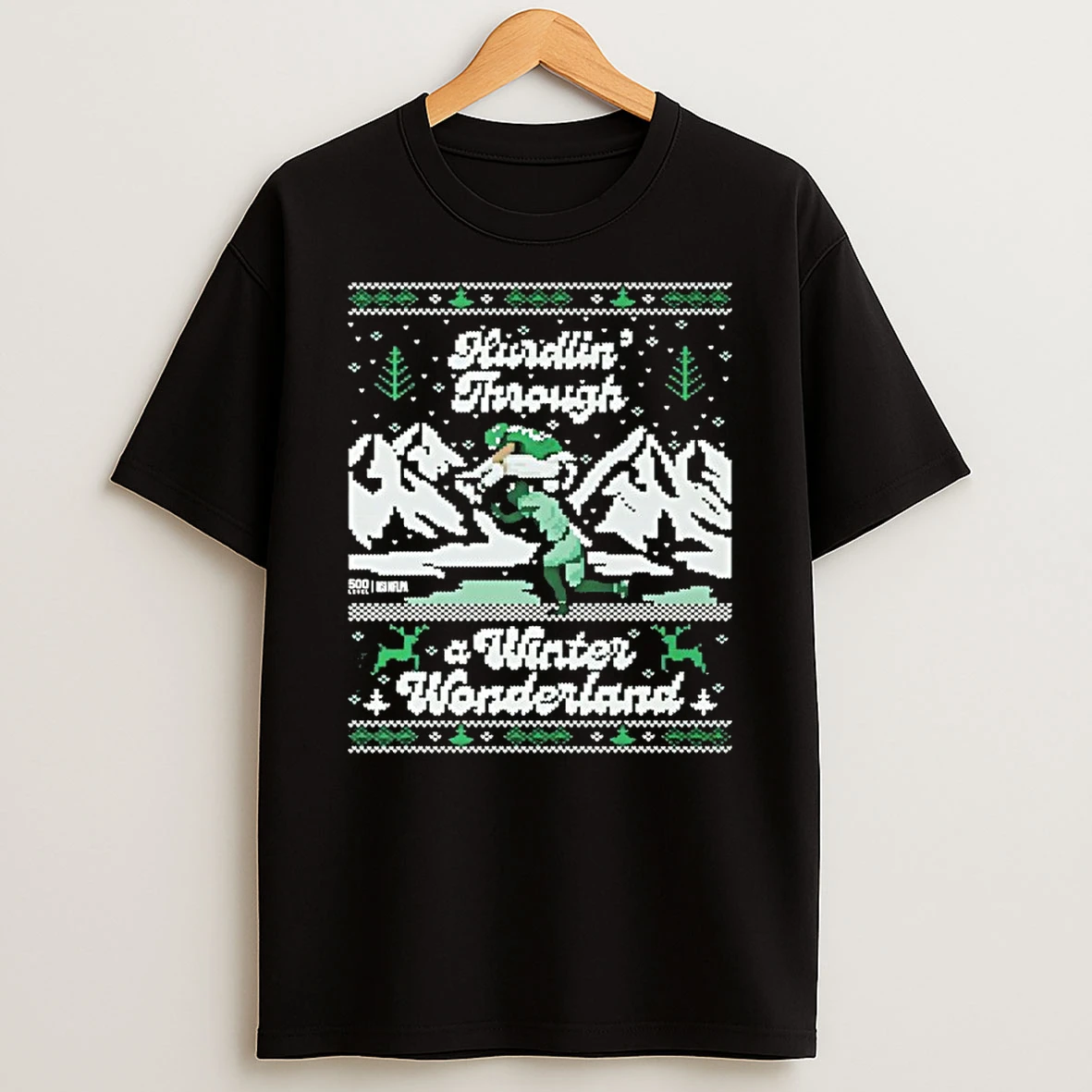 Saquon Barkley Hurdlin Through A Winter Wonderland Philadelphia Christmas Ugly Shirts
