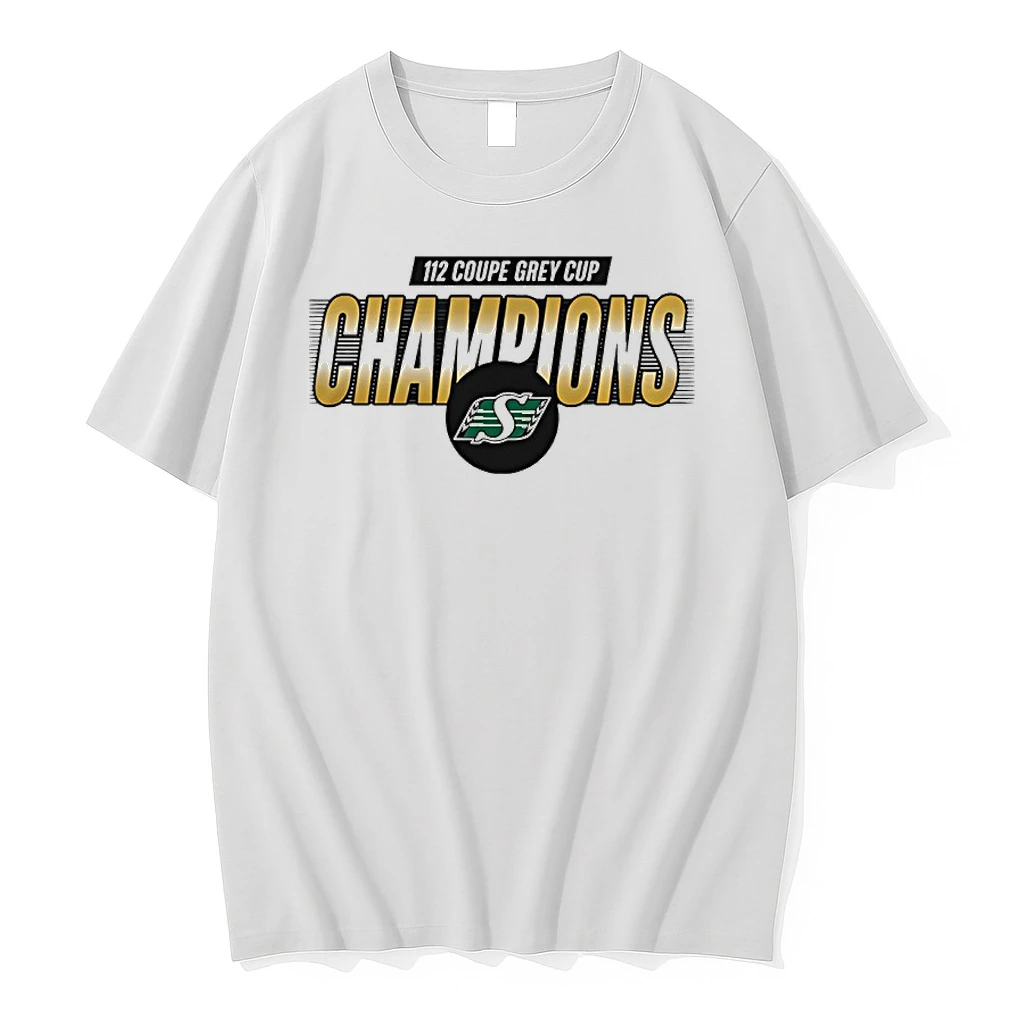 Saskatchewan Roughriders 112 Couple Grey Cup Champions 2025 Logo Shirts